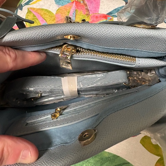 Bebe Light Blue Satchel Handbag Gold Hardware New - Picture 5 of 6